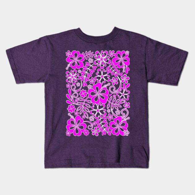 Hibiscus Pink and Purple Pattern Kids T-Shirt by BluedarkArt